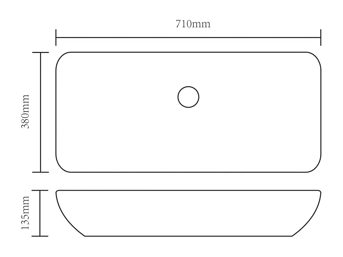 Lavabo rectangulaire vasque à blanche 71 x 38 x 13.5 cm 02_0002490