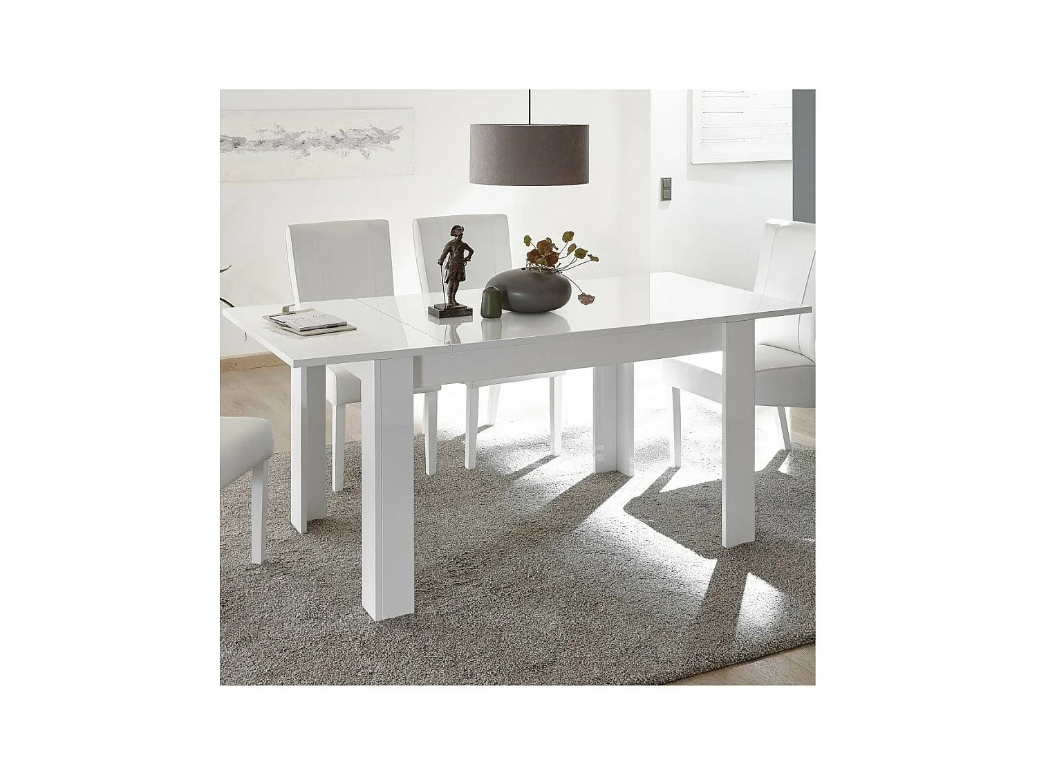 Table de repas à allonge laqué Blanc brillant - STARS