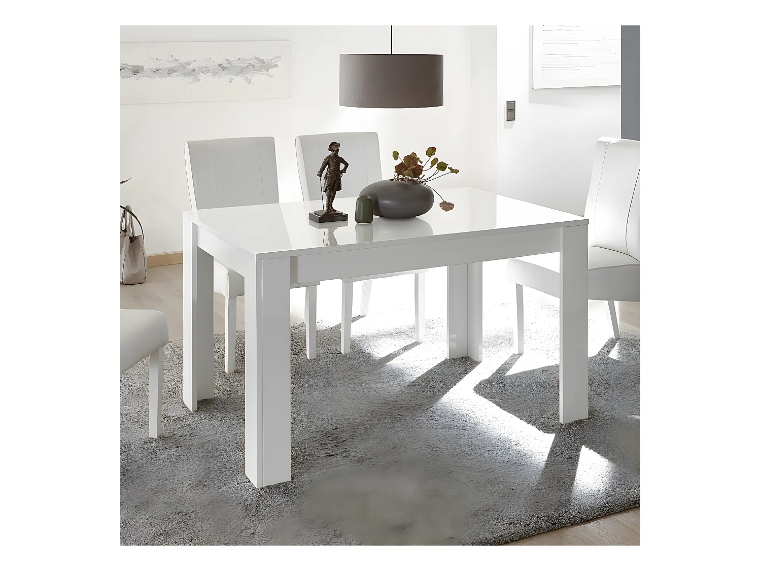 Table de repas à allonge laqué Blanc brillant - STARS
