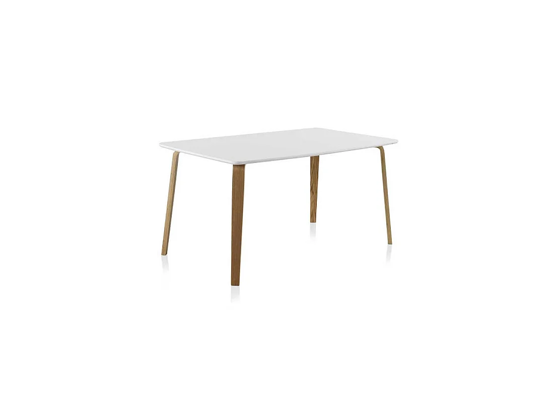 Table de repas rectangulaire Blanc/Bois - OLIVIA
