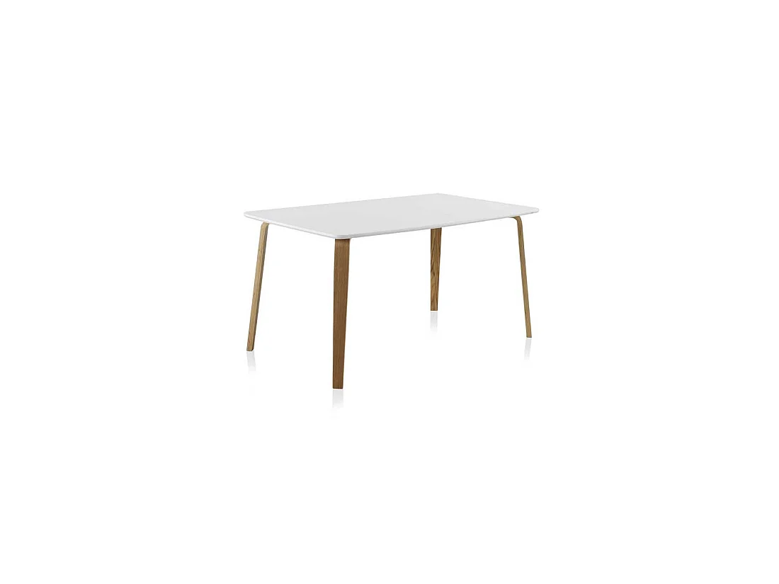 Table de repas rectangulaire Blanc/Bois - OLIVIA