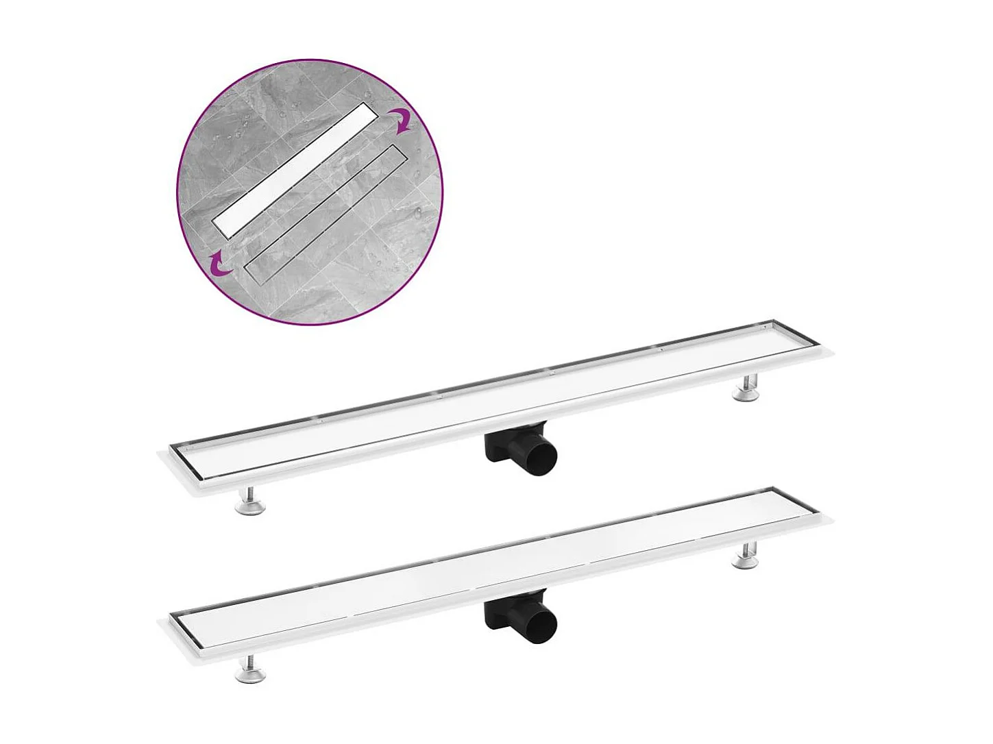 Canal de desagüe para ducha con tapa 2 en 1 93x14 cm acero inoxidable 02_0003013