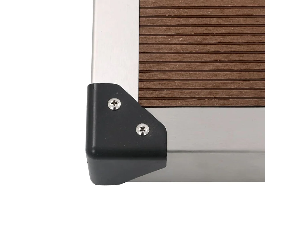 Plato de ducha exterior Plato de ducha para jardín Plato de ducha para terraza piscina WPC acero inoxidable 110 x 62 cm marrón 02_0001982