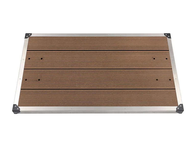 Plato de ducha exterior Plato de ducha para jardín Plato de ducha para terraza piscina WPC acero inoxidable 110 x 62 cm marrón 02_0001982