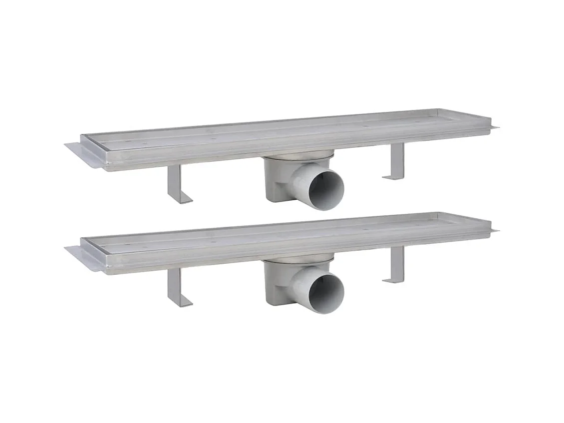 Juego de dos canales de desagüe de ducha lineales de 53 cm de acero inoxidable 02_0003025