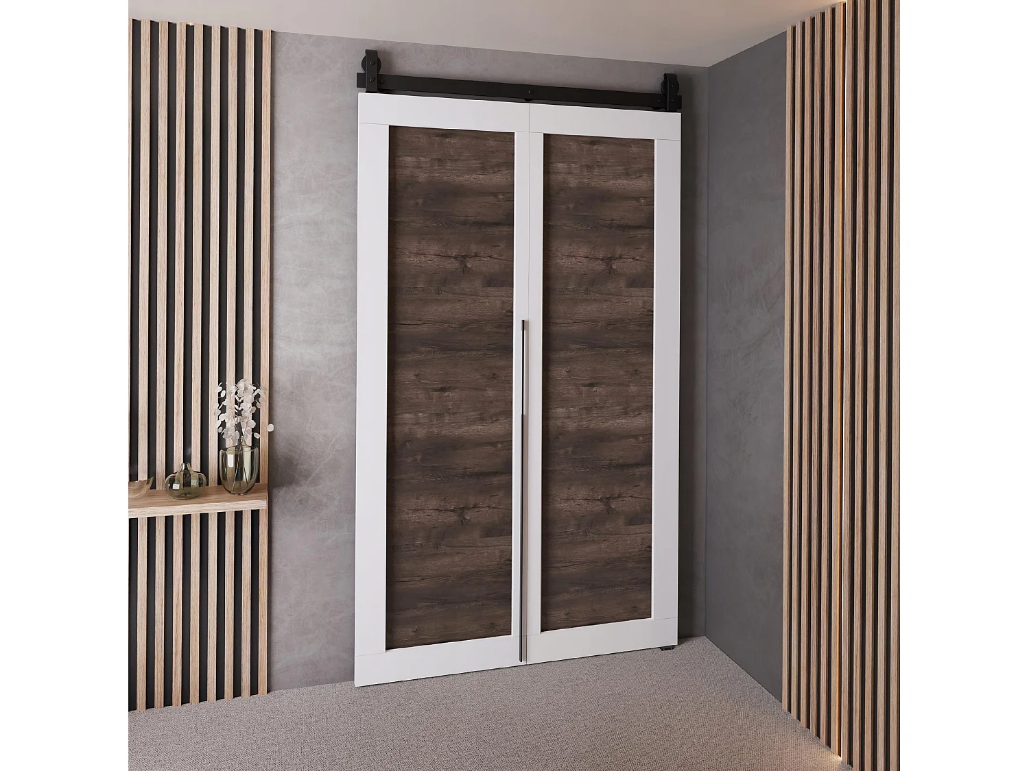 Portes coulissantes QUDIO M1 blanc + frêne foncé 100