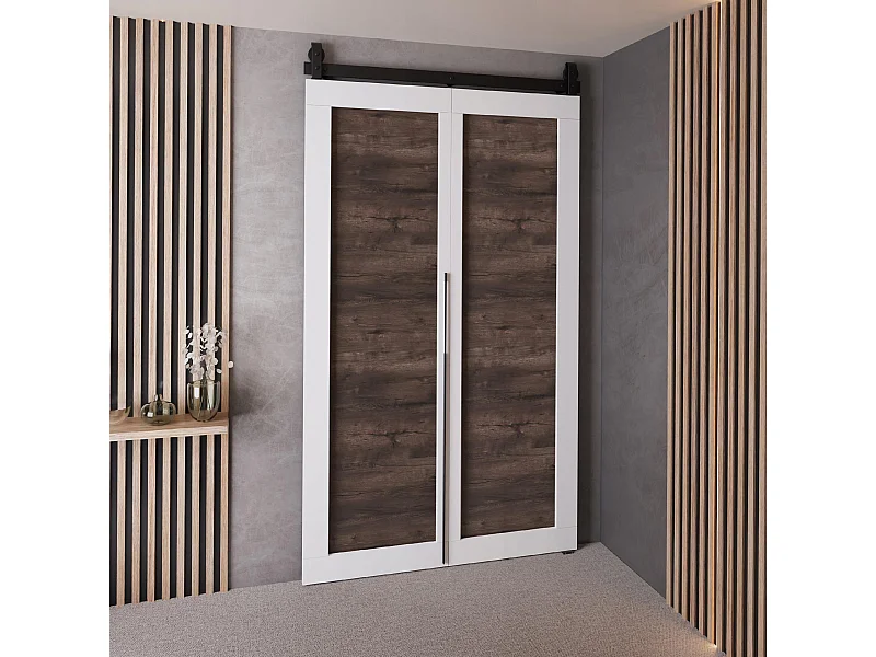 Portes coulissantes QUDIO M1 blanc + frêne foncé 100