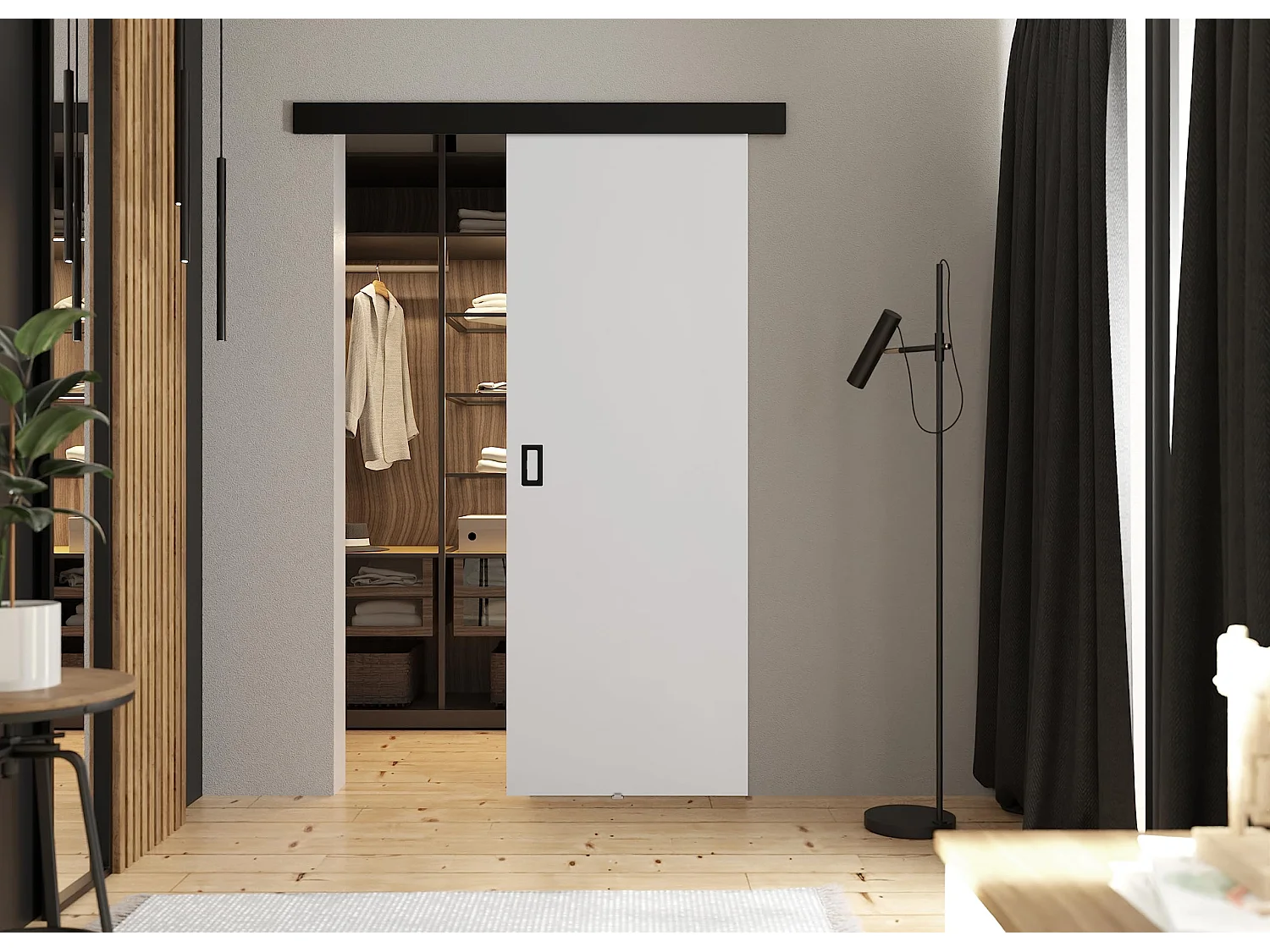 Schiebetür mit Abdeckleiste  WERDI 60 weiß