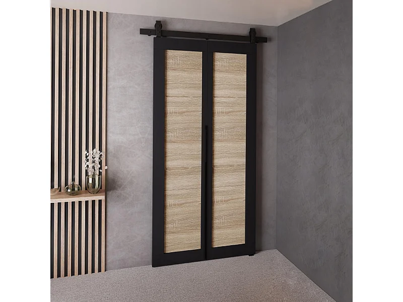 Portes coulissantes QUDIO M1 noir + chêne Sonoma 80
