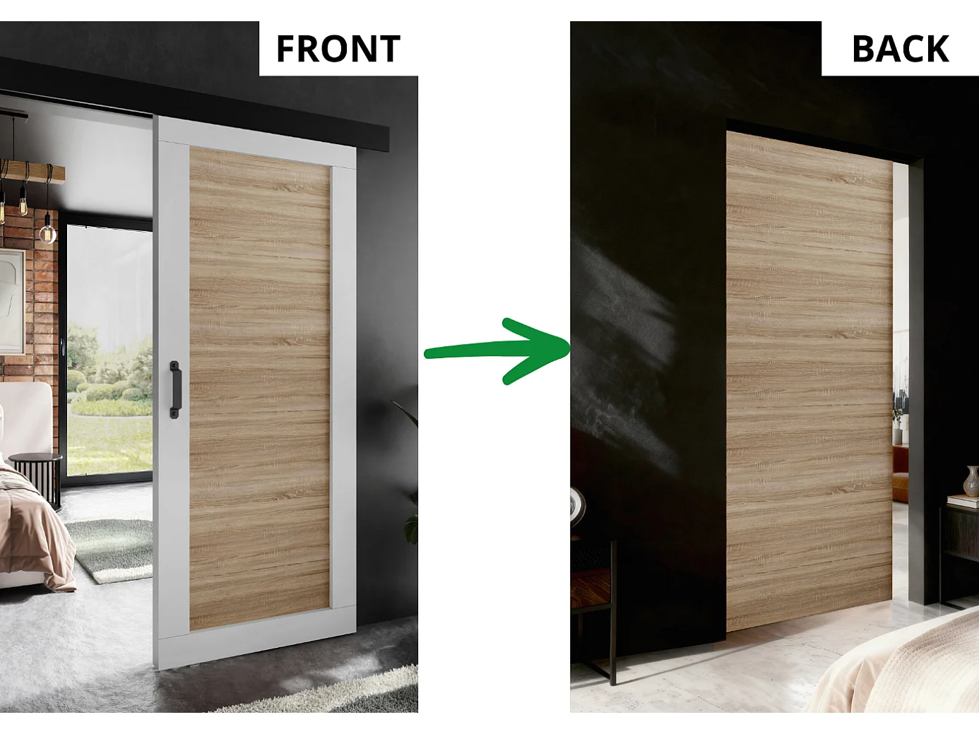 Porte coulissante ADIO 1 avec cache-rail blanc et chêne sonoma 106 cm