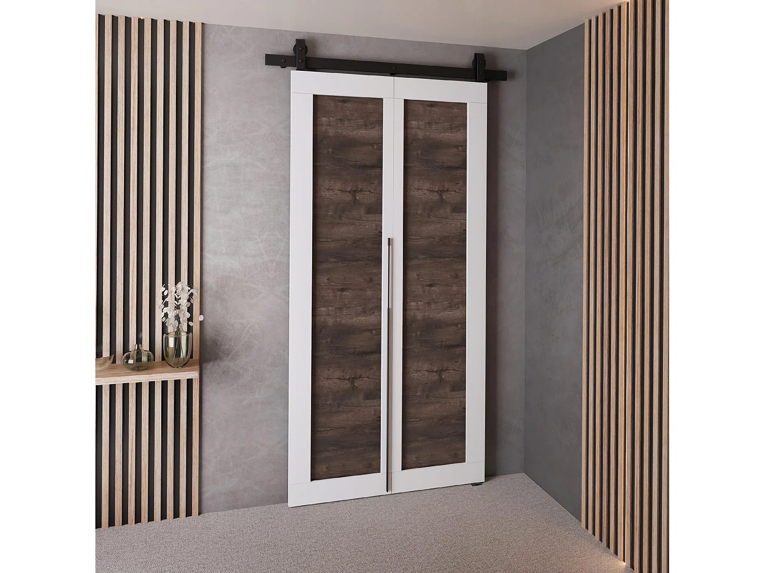 Portes coulissantes QUDIO M1 blanc + frêne foncé 80