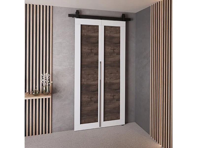 Portes coulissantes QUDIO M1 blanc + frêne foncé 80