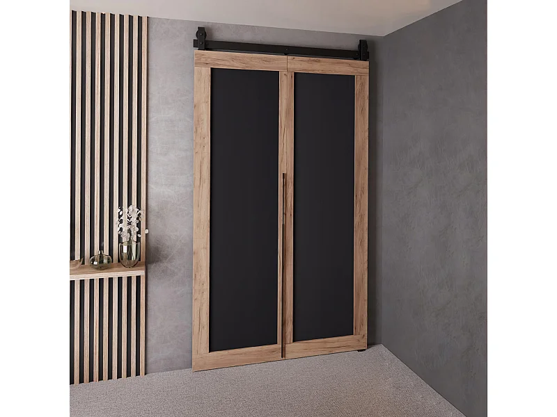 Schiebetür QUDIO M1 Eiche Craft Gold + Schwarz 100