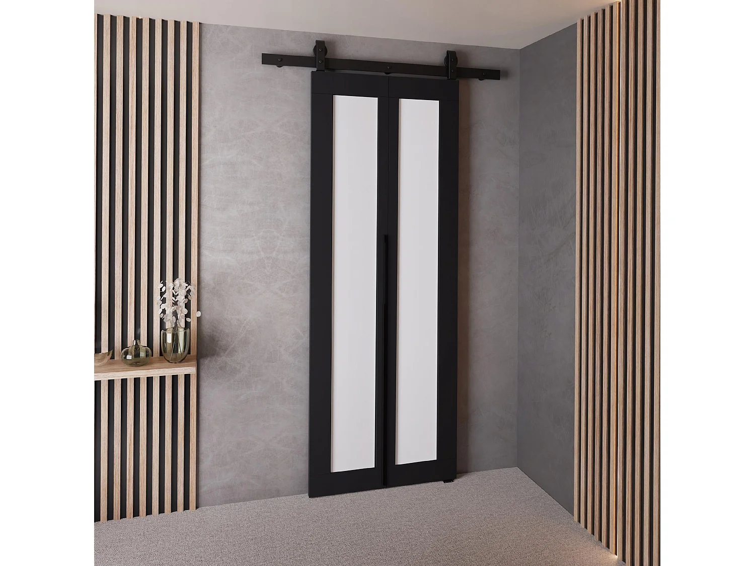 Portes coulissantes QUDIO M1 noir + blanc 60