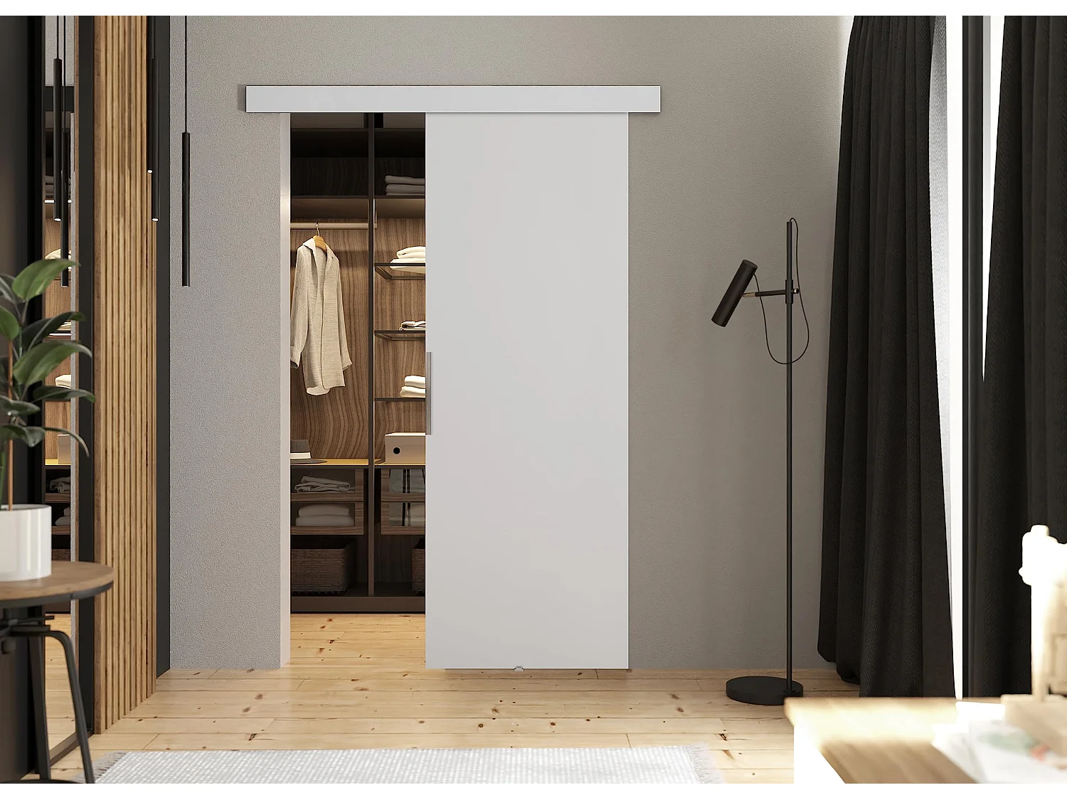 Schiebetür mit Abdeckleiste MALIBU 60 Weiß