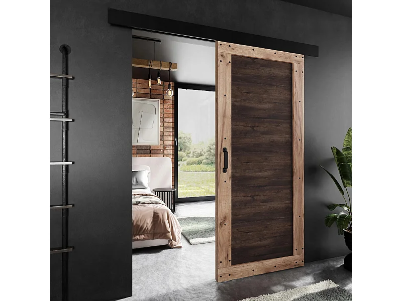 Schiebetür ADIO 2 mit Blende Eiche Craft Gold und Esche 90