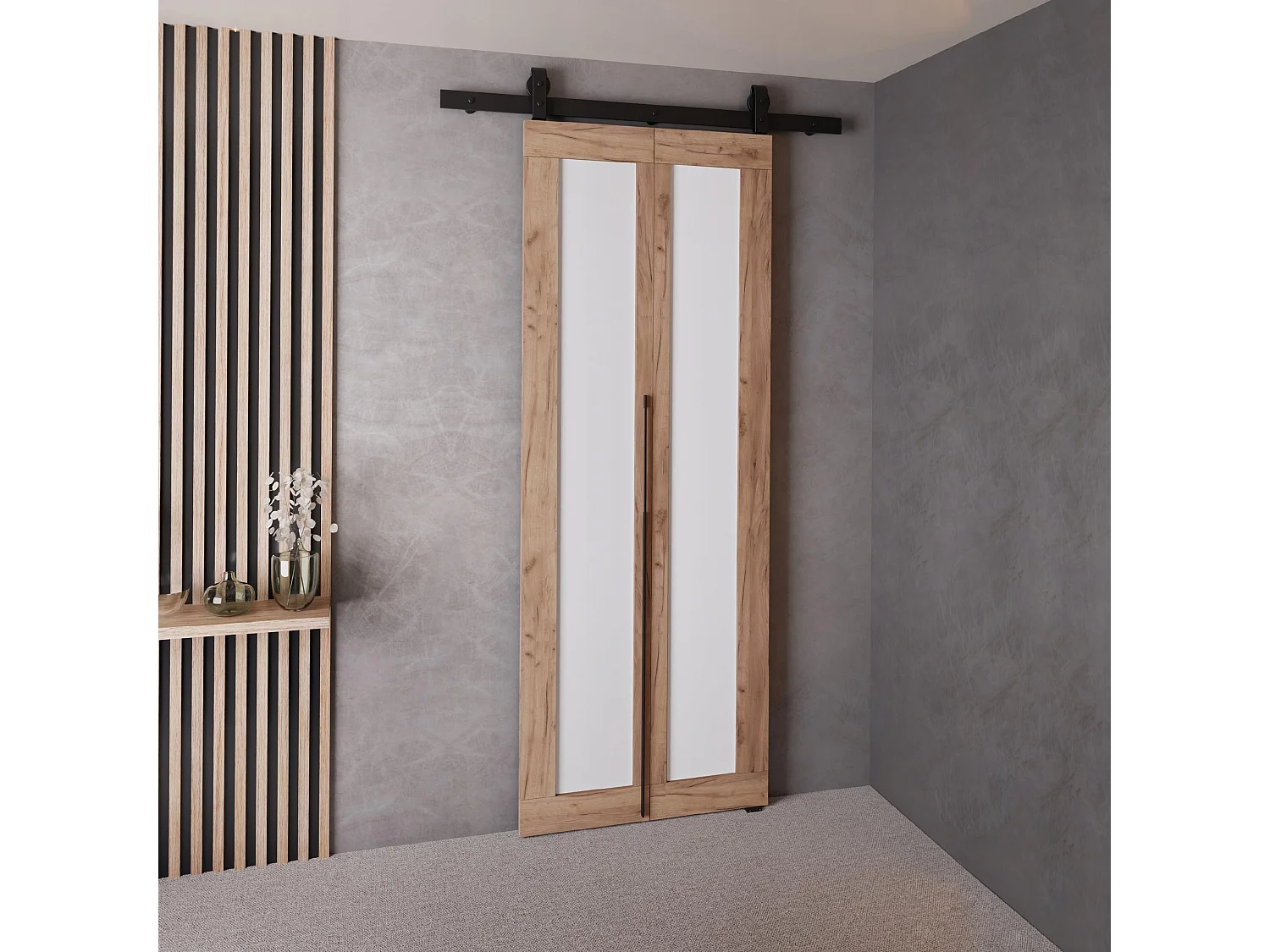 Portes coulissantes QUDIO M1 chêne craft doré + blanc 60
