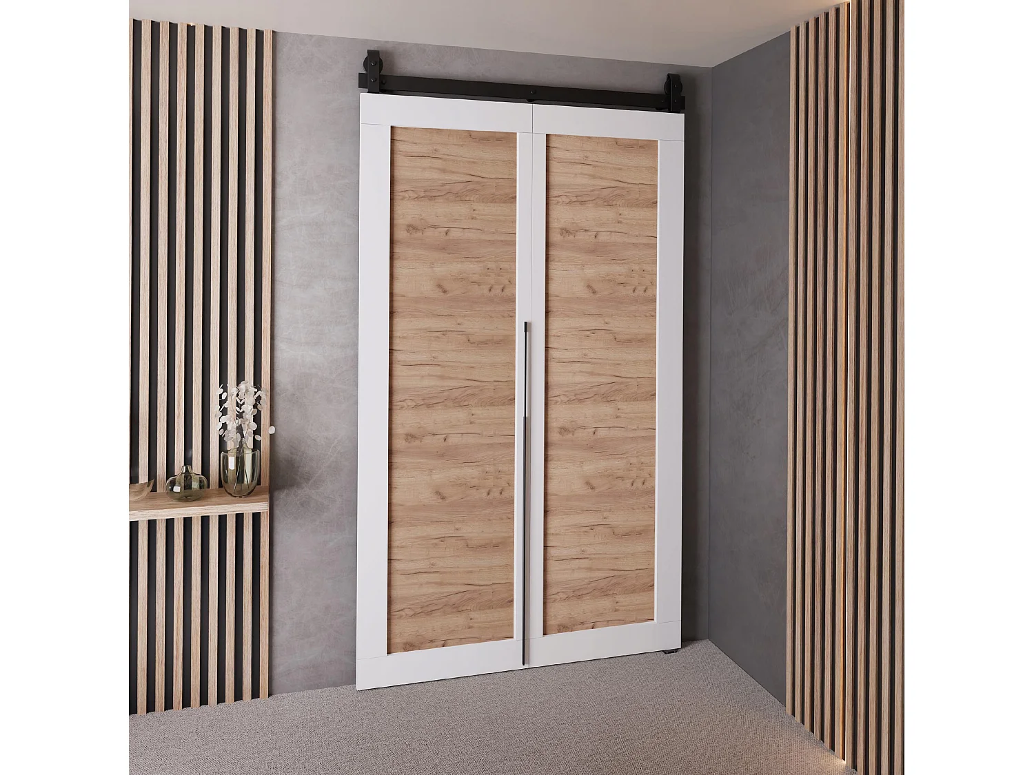 Portes coulissantes QUDIO M1 blanc + chêne craft doré 100