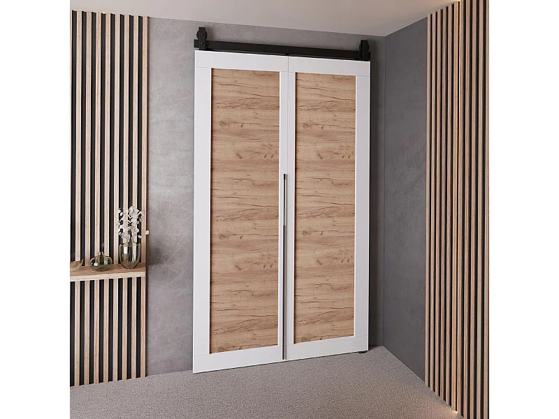 Portes coulissantes QUDIO M1 blanc + chêne craft doré 100