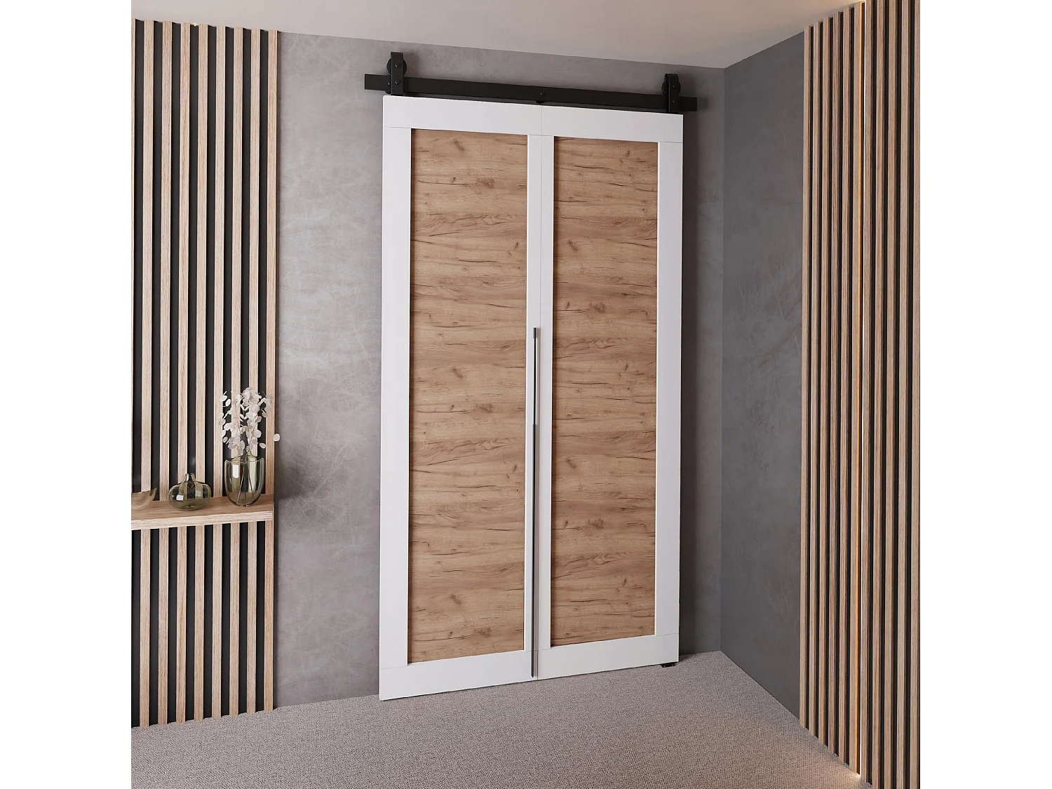 Portes coulissantes QUDIO M1 blanc + chêne craft doré