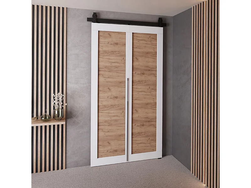 Portes coulissantes QUDIO M1 blanc + chêne craft doré