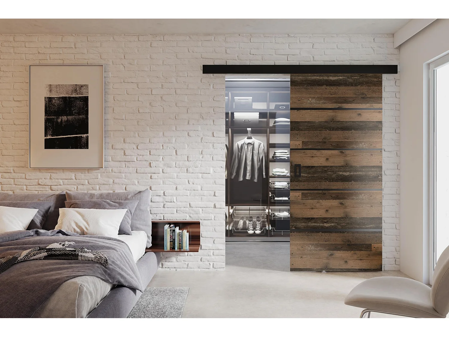 Schiebetür mit Abdeckleiste  WERDI PLUS 100 old style