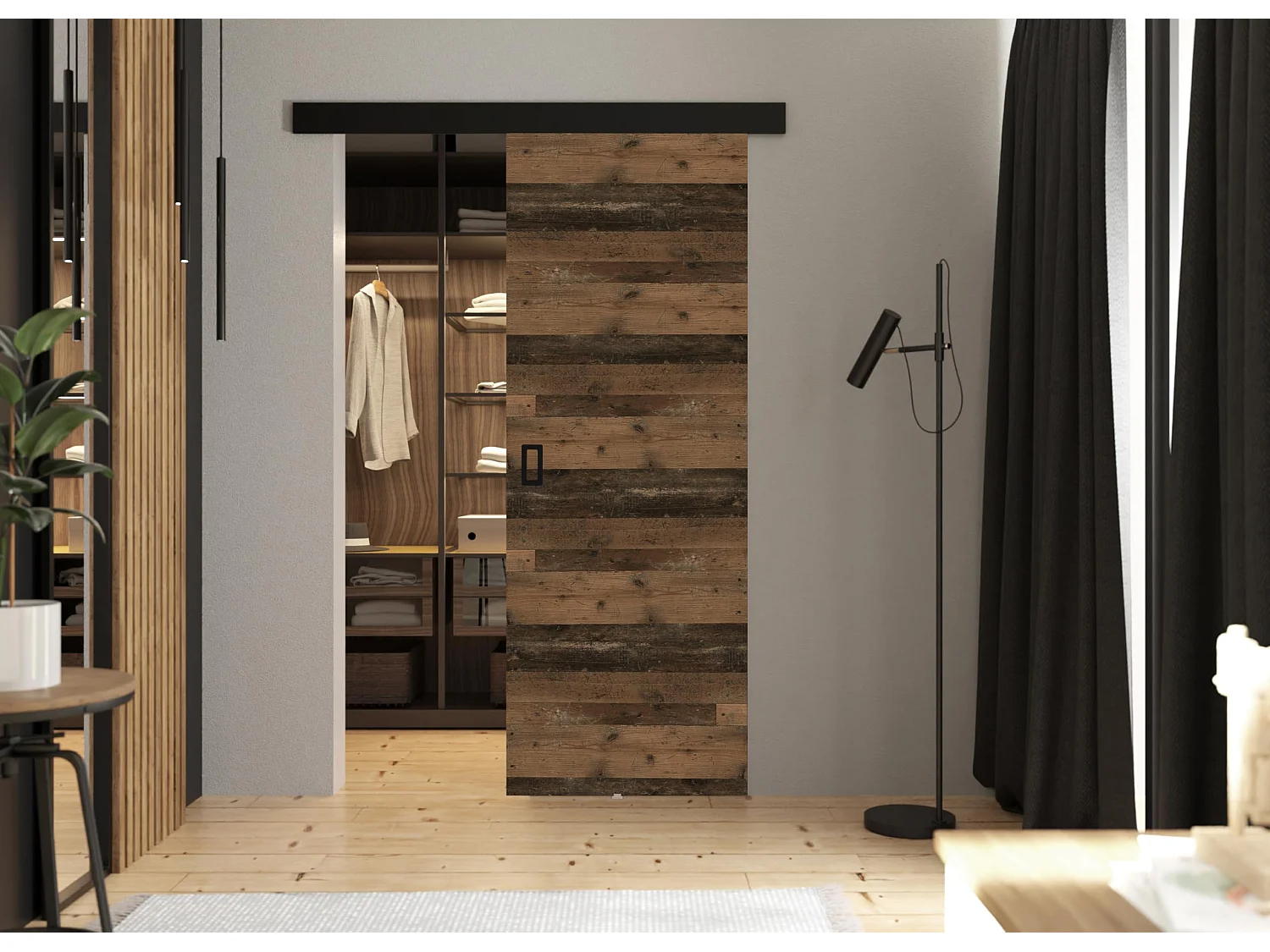 Portes coulissantes avec cache-rail WERDI 60 old style