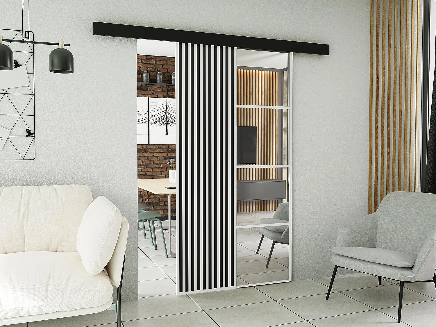 Schiebetür mit Abdeckleiste  MOLI 100 weiß