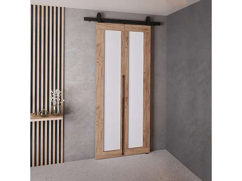 Schiebetür QUDIO M1 Eiche Craft Gold + Weiß 70