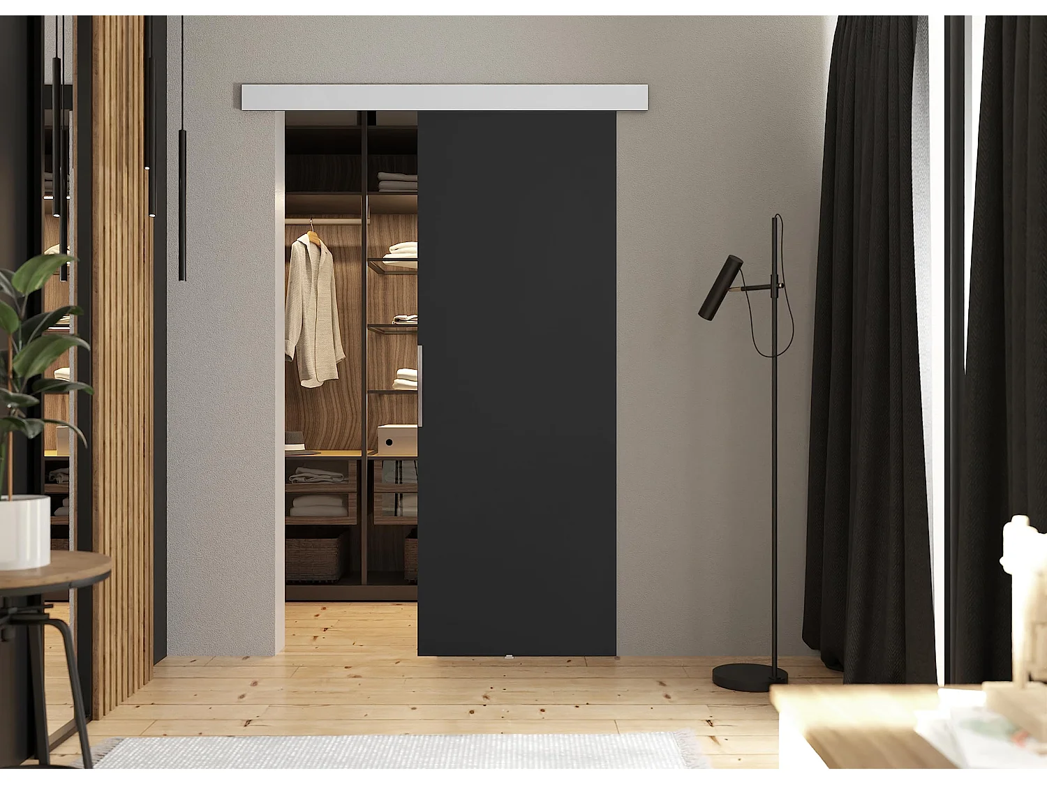 Schiebetür mit Abdeckleiste MALIBU 60 Graphit