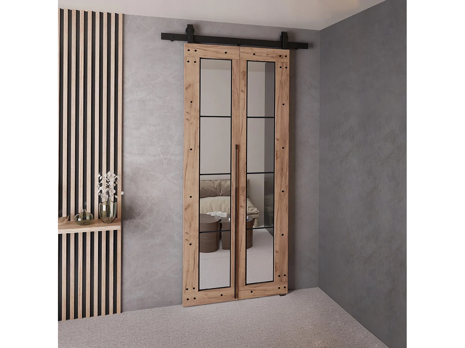 Portes coulissantes QUDIO M6 chêne craft doré 70