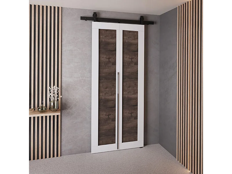 Portes coulissantes QUDIO M1 blanc + frêne foncé 70