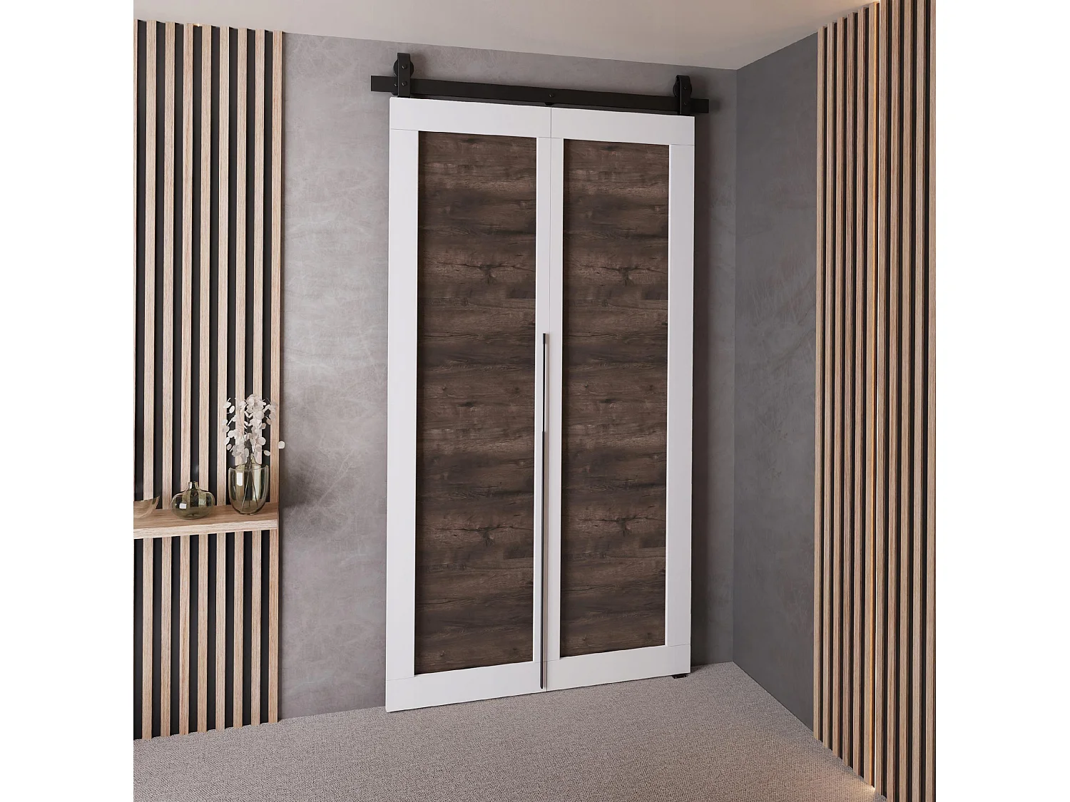 Schiebetür QUDIO M1 Weiß + dunkle Esche 90