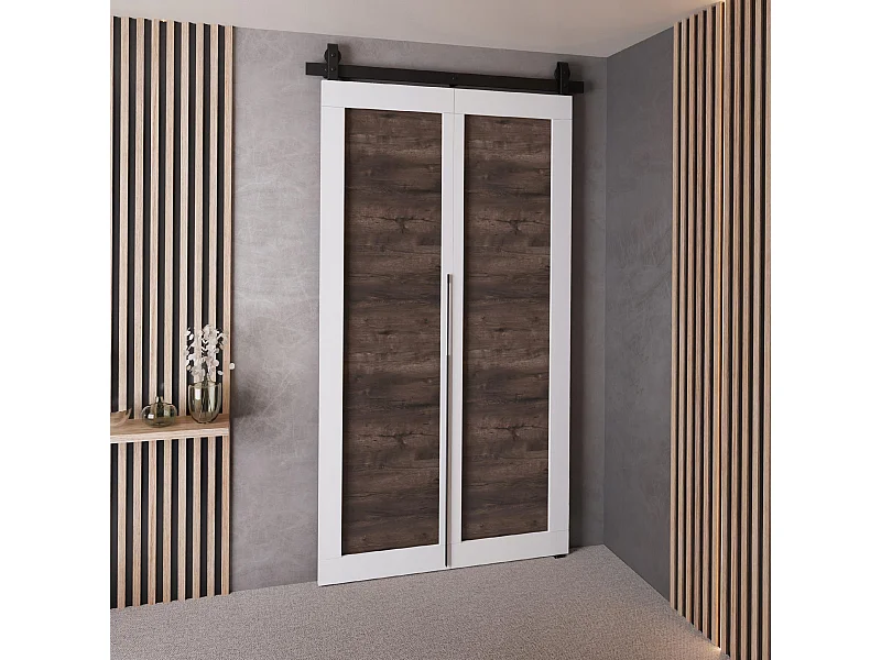 Schiebetür QUDIO M1 Weiß + dunkle Esche 90