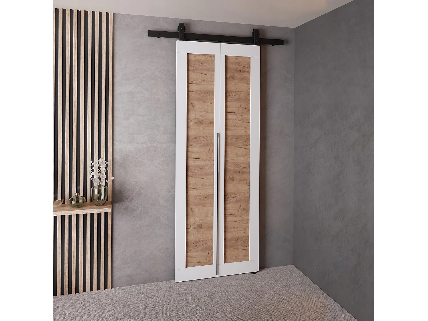 Schiebetür QUDIO M1 Weiß + Eiche Craft Gold 60