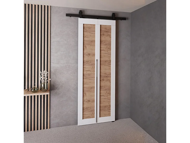 Portes coulissantes QUDIO M1 blanc + chêne craft doré 60