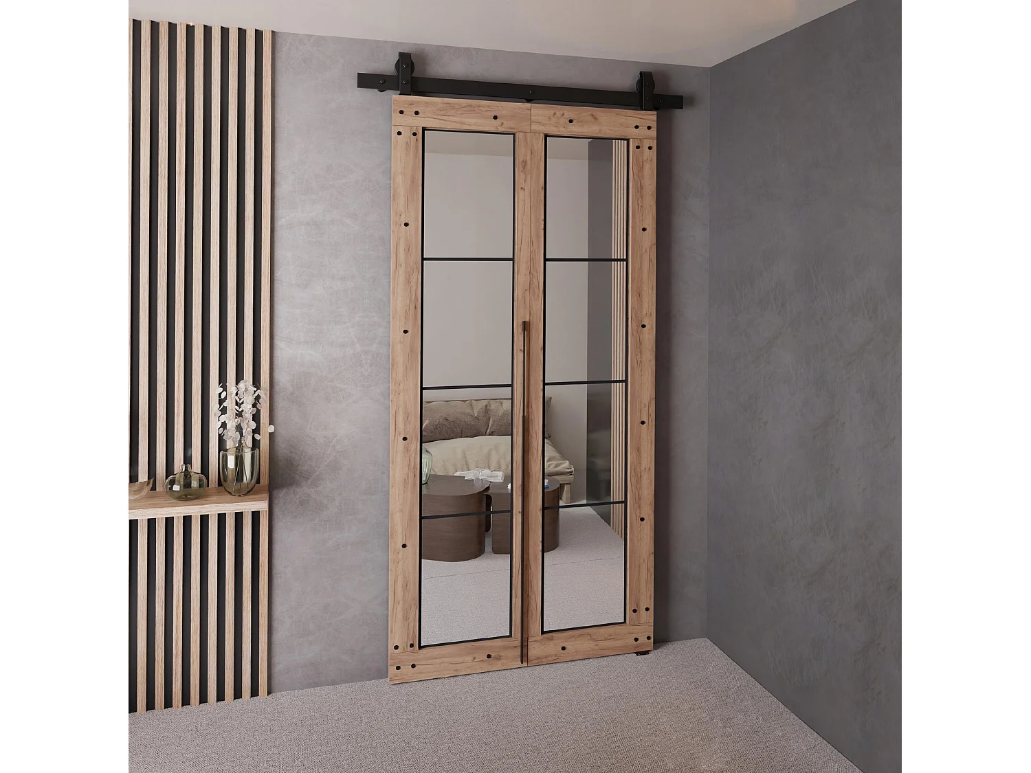 Portes coulissantes QUDIO M6 chêne craft doré 80