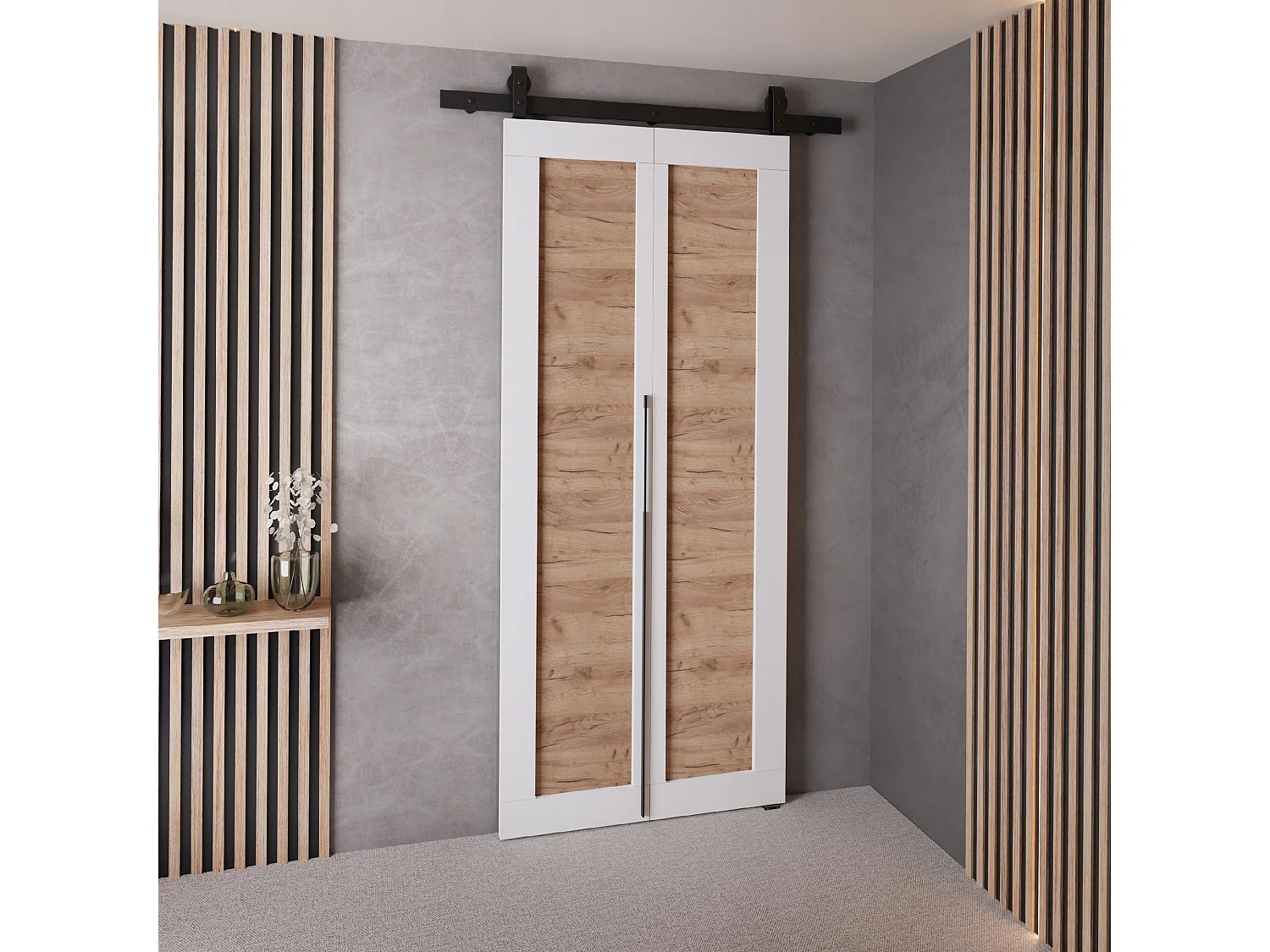 Schuifdeur QUDIO M1 wit + eiken craft goud 70