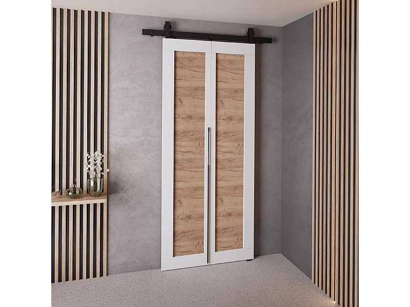 Schuifdeur QUDIO M1 wit + eiken craft goud 70