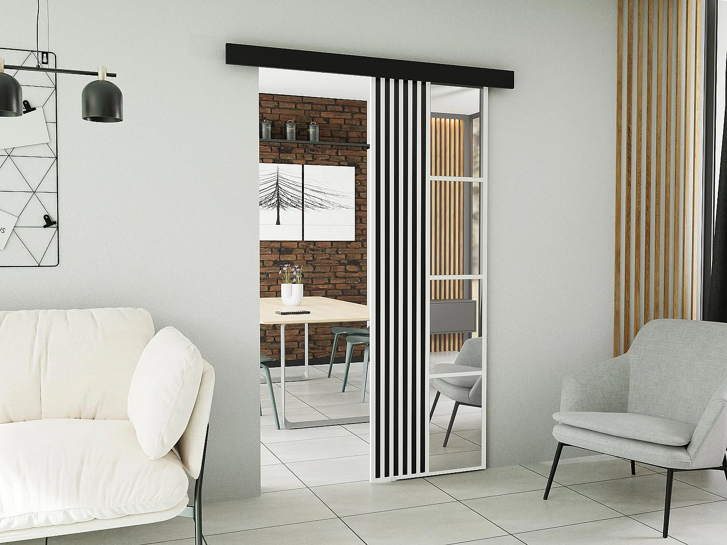 Schiebetür mit Abdeckleiste  MOLI 60 weiß