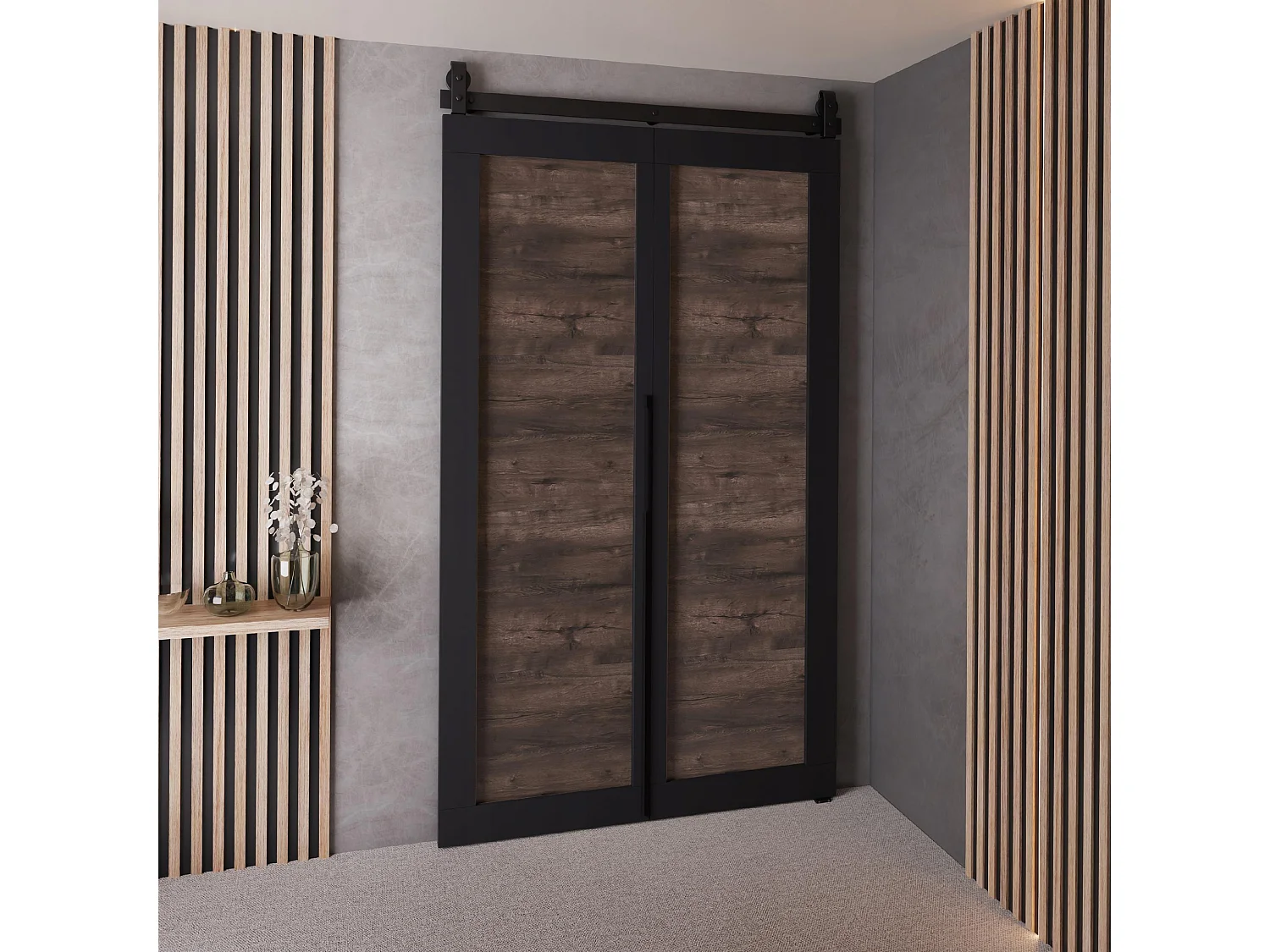 Schuifdeur QUDIO M1 zwart + donker essen 100