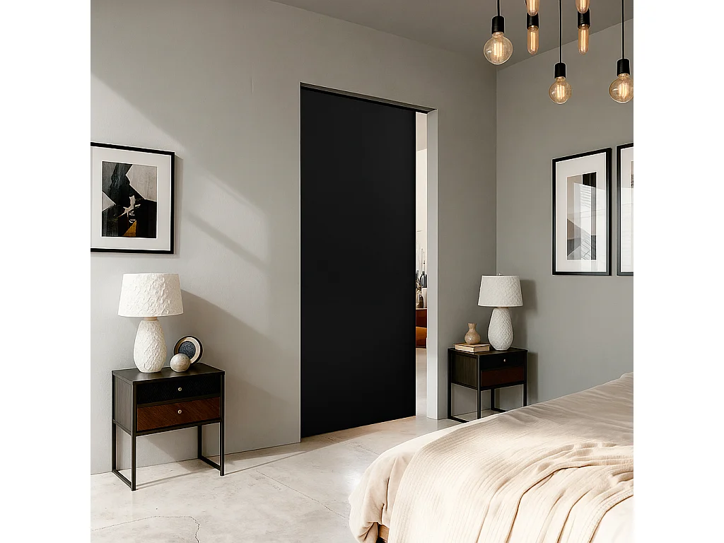 Porte coulissante ADIO 3 avec cache-rail noir 70