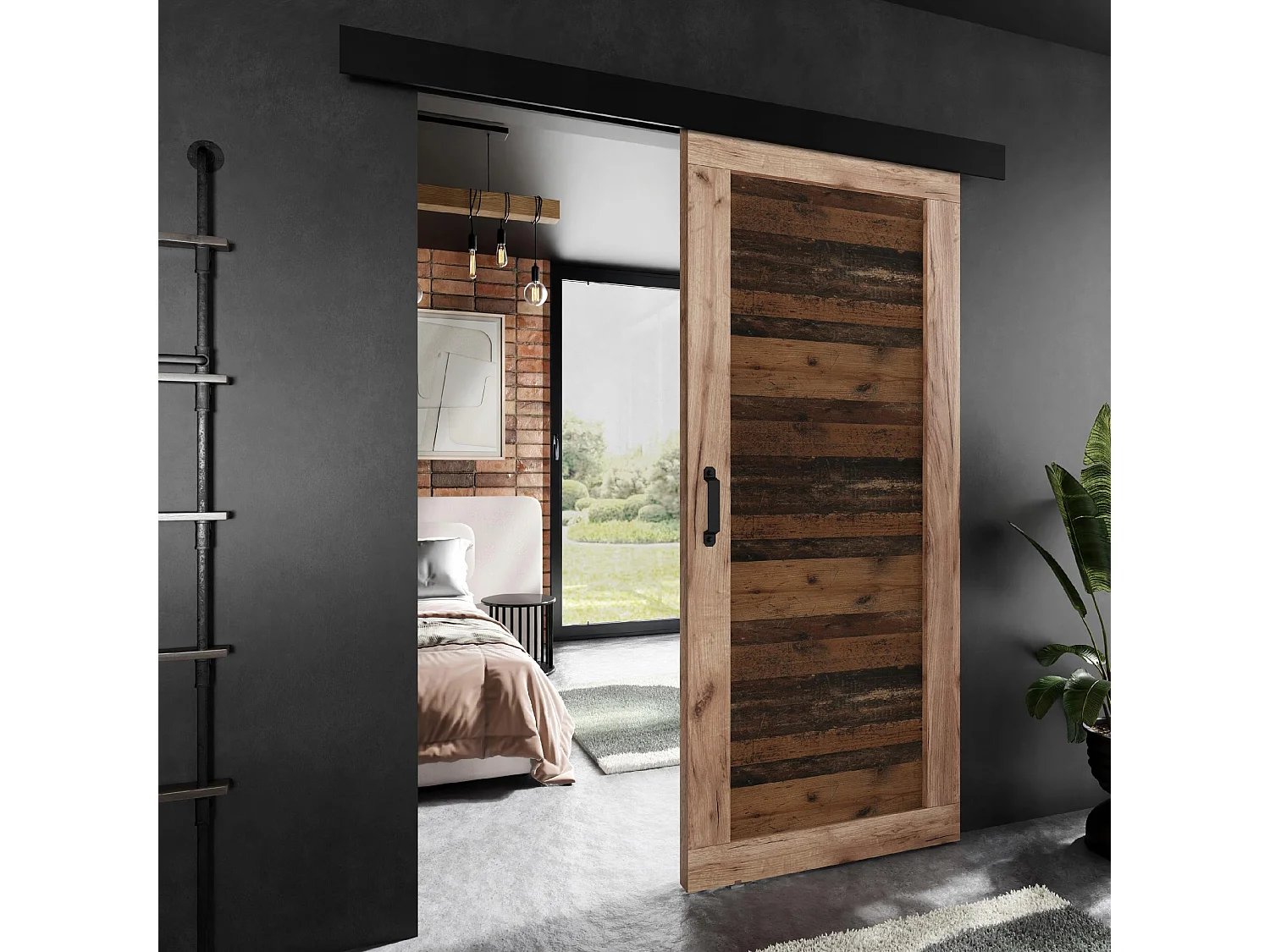 Schuifdeur ADIO 1 met afdeklijst eiken craft goud en Old Style 90