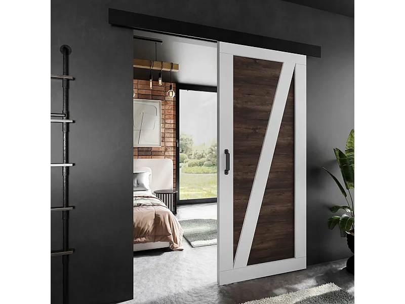 Schiebetür ADIO 3 mit Blende Weiß und Dunkle Esche 80