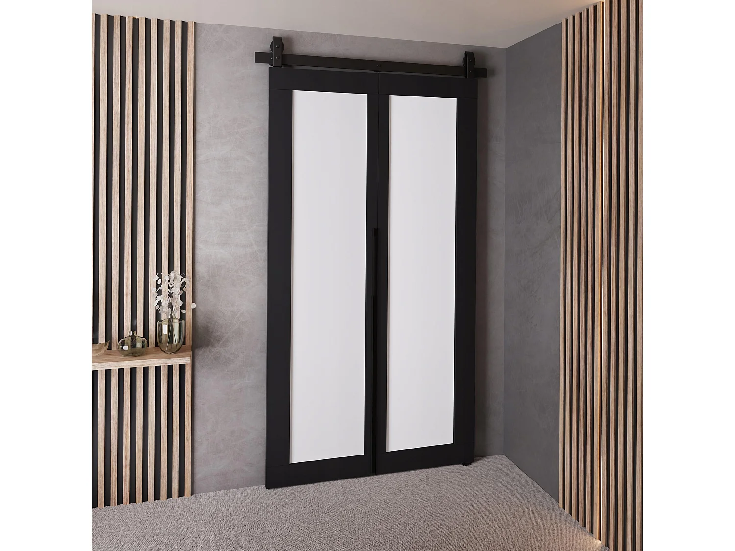 Schiebetür QUDIO M1 Schwarz + Weiß 90
