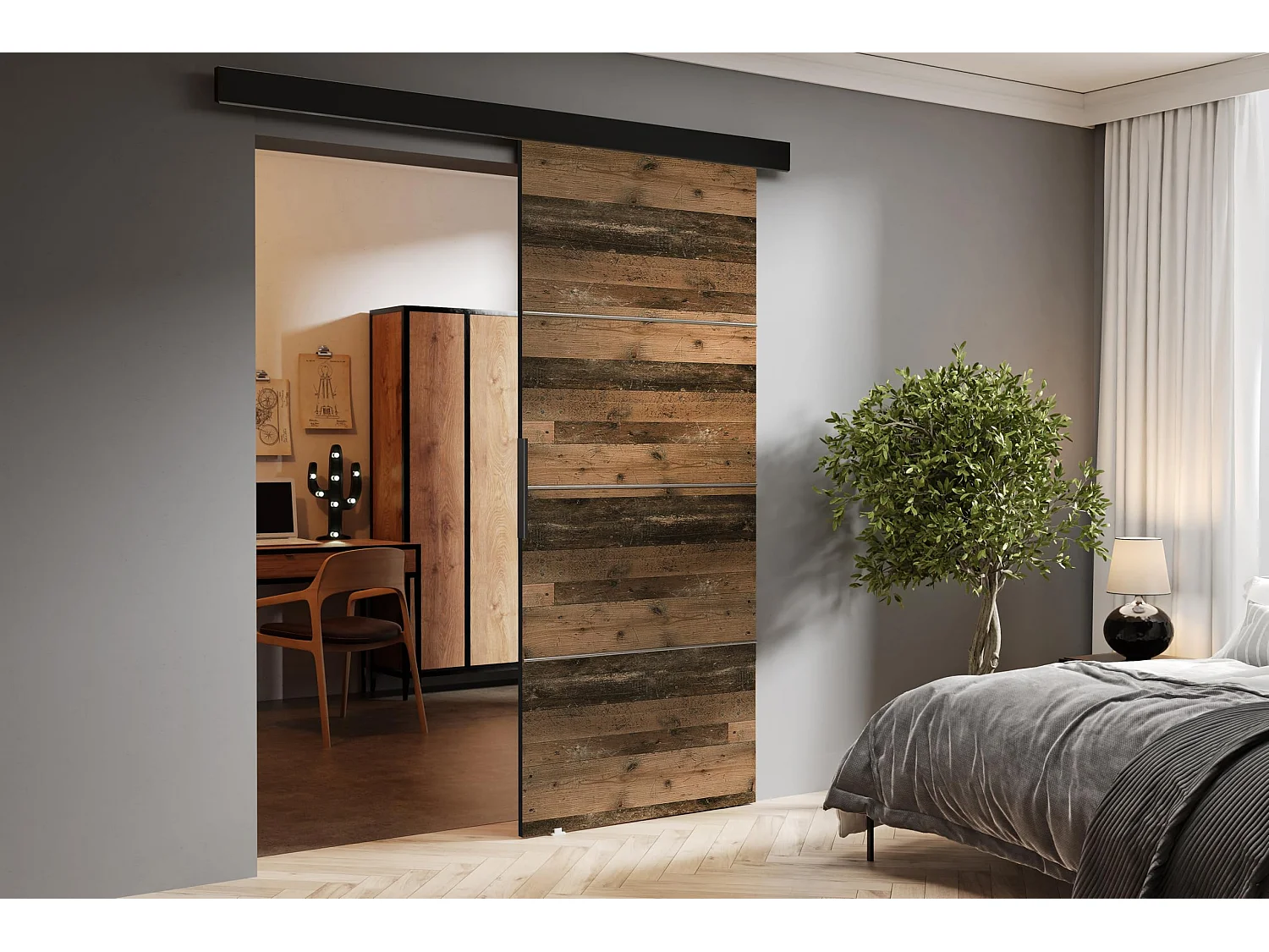 Schiebetür mit Abdeckleiste MALIBU PLUS 90 Old Style