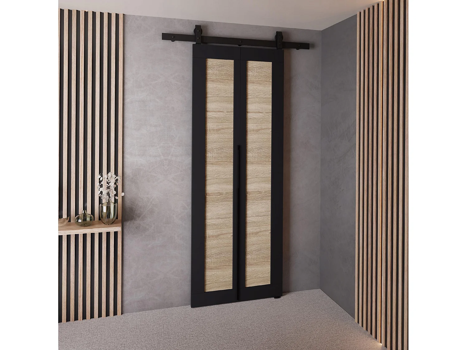 Portes coulissantes QUDIO M1 noir + chêne Sonoma 60