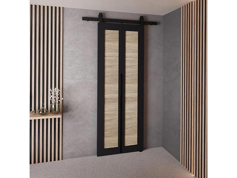 Portes coulissantes QUDIO M1 noir + chêne Sonoma 60