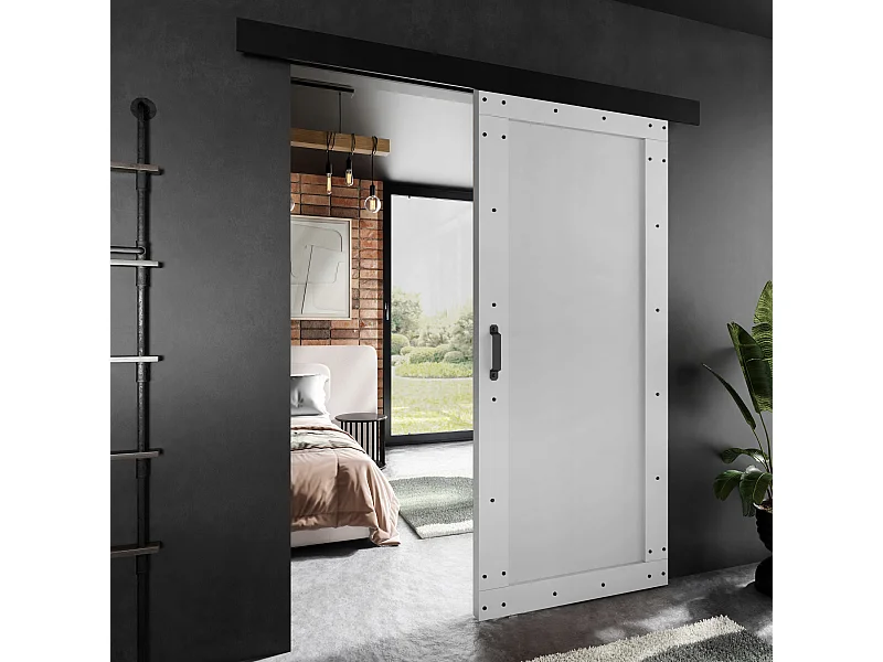 Porte coulissante ADIO 2 avec cache-rail blanc 100