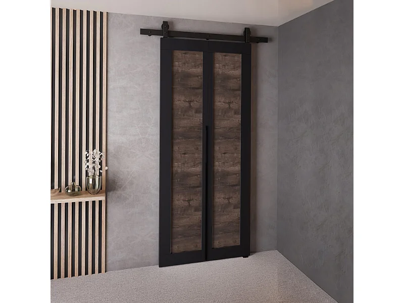 Schiebetür QUDIO M1 Schwarz + dunkle Esche 70